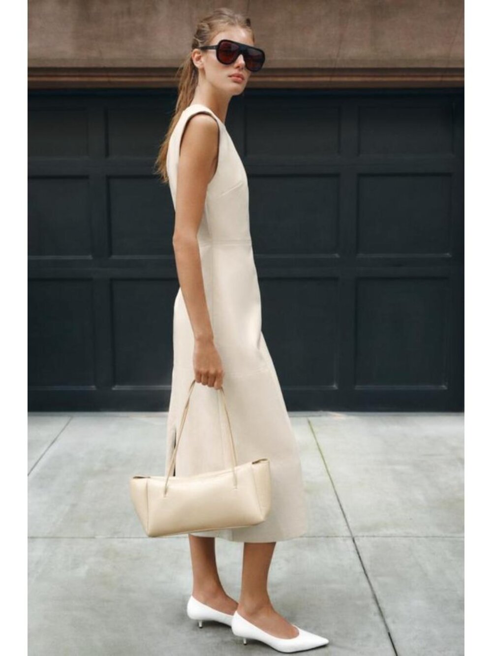 ZARA MIDI FAUX LEATHER DRESS WITH SHOULDER PADS 4387/237/712